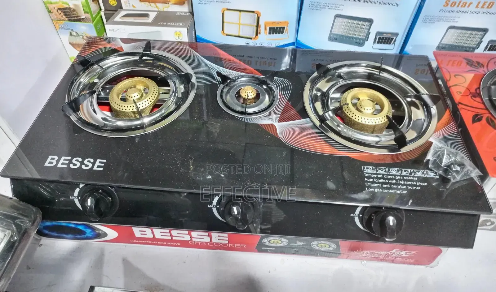 Besse Three-Burner Tempered Glass Gas Cooker