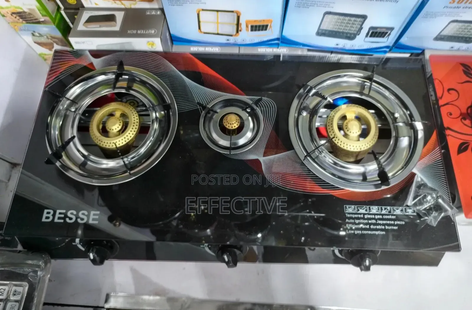 Besse Three-Burner Tempered Glass Gas Cooker