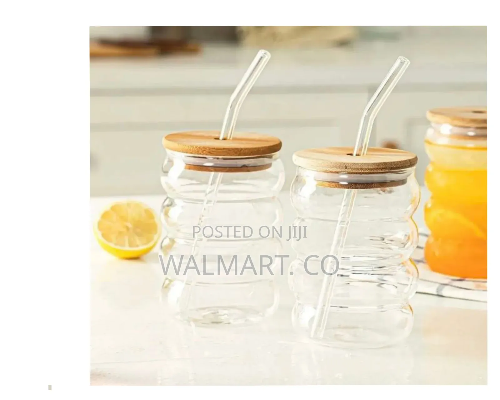 Can Shaped Glass Tumbler With Wooden Lid and Glass Straw