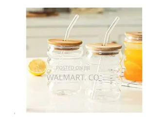Can Shaped Glass Tumbler With Wooden Lid and Glass Straw