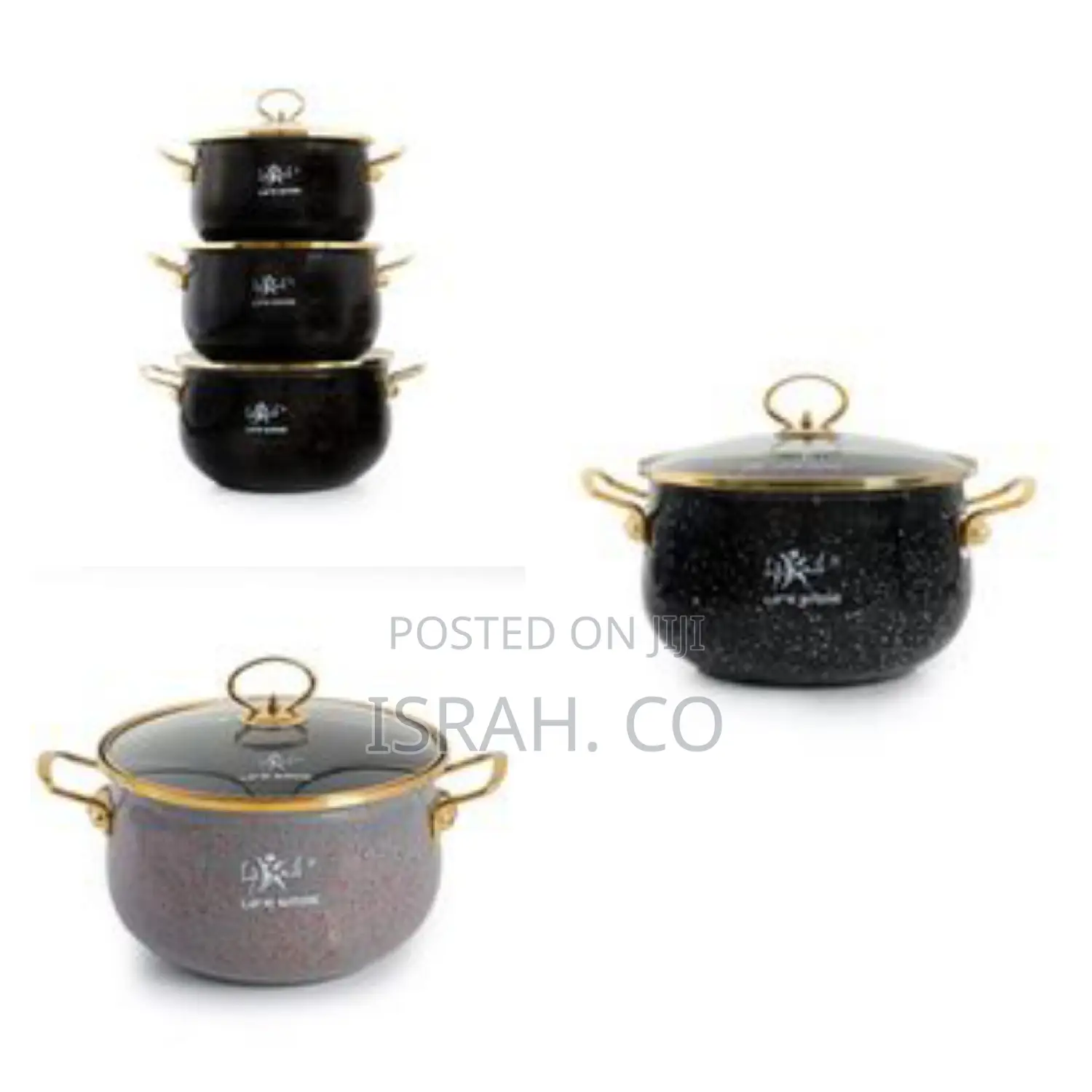 Life Smile 6 Pieces of Granite Non-Stick Serving/Saucepans