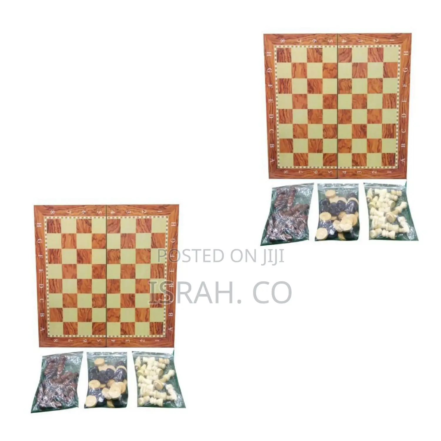 3 in 1 Foldable Wooden Draft, Chess and Backgammon
