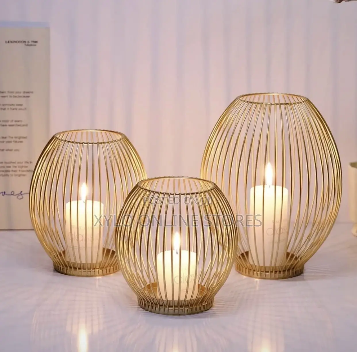 Gold Metal Wire Lantern Wire Candle Holders