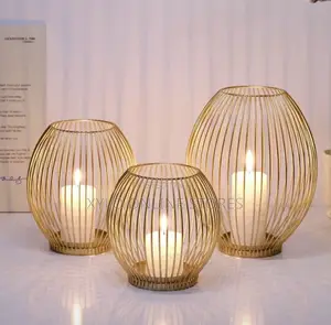 Gold Metal Wire Lantern Wire Candle Holders