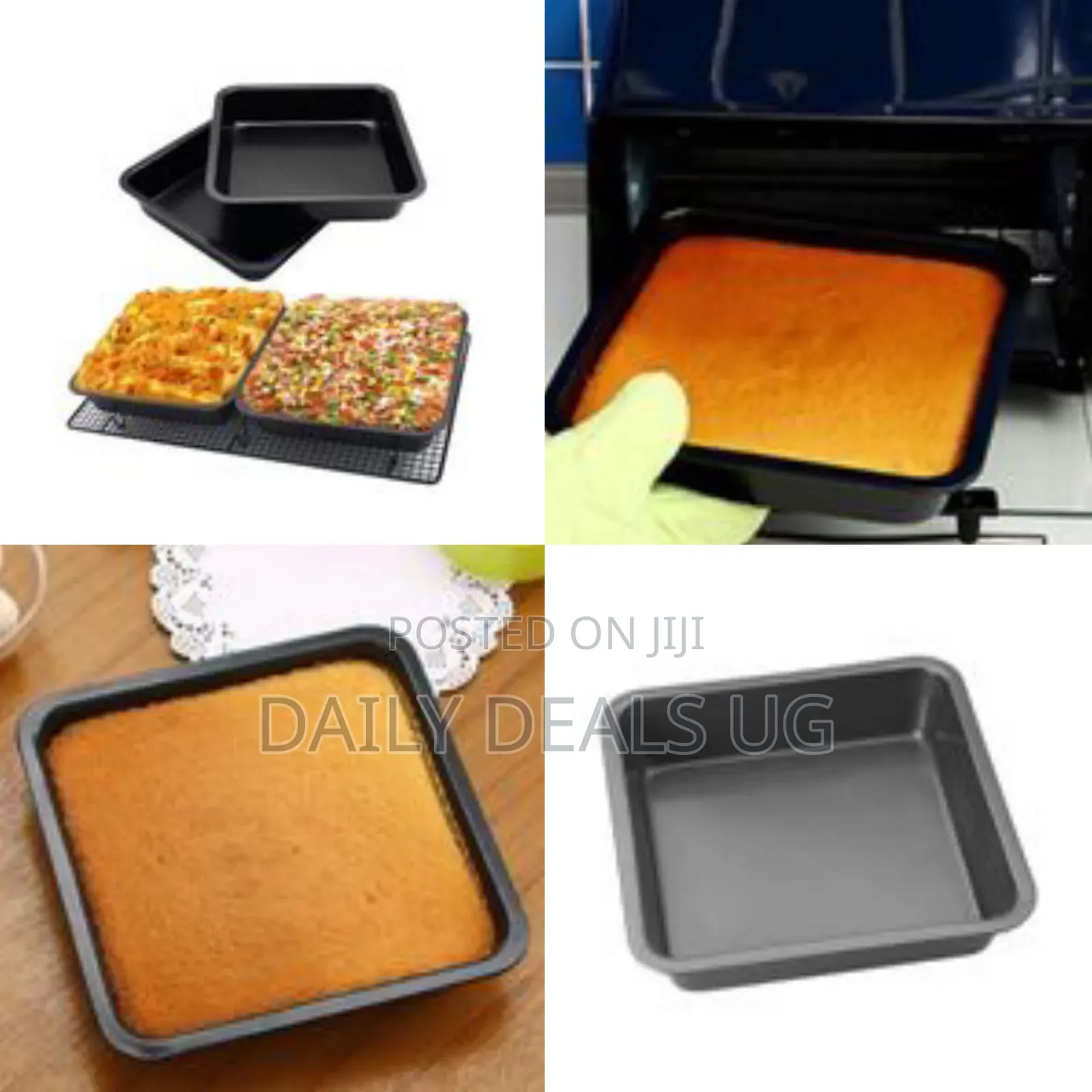 24cm Nonstick Square Cake Baking Pan Mould Tray, Black