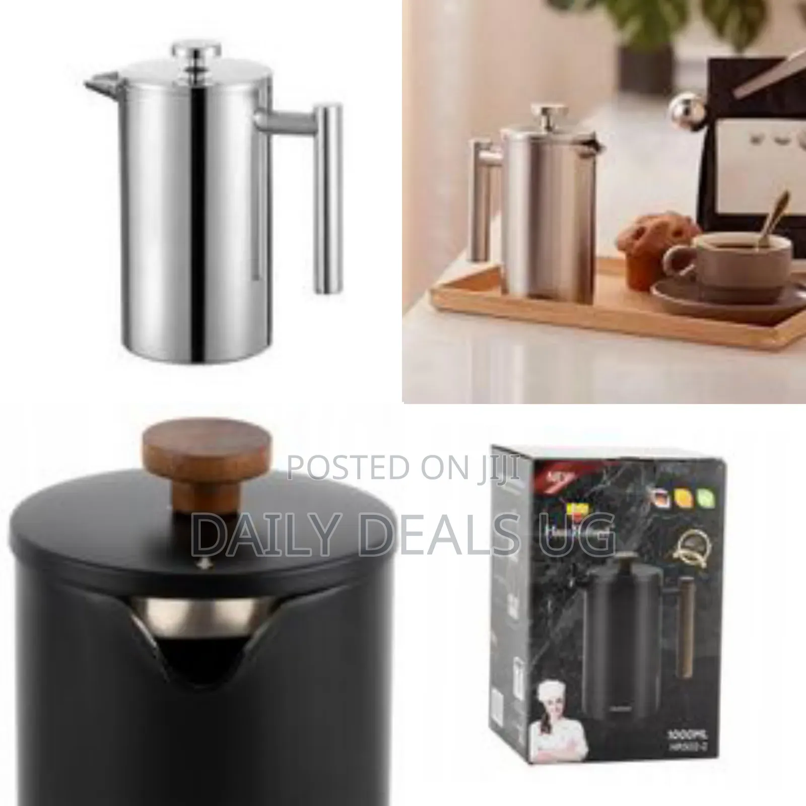 1000ml French Press With Plunger Coffee Maker Double Wall Insulation