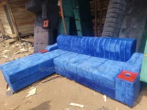 L Blue Sofa Set Available for Sale With a High Quality Cloth