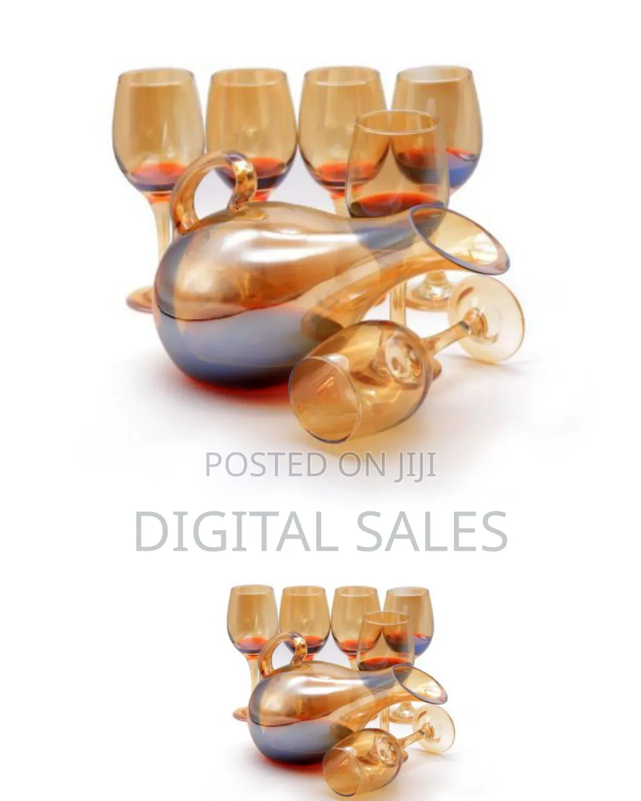 6 Piece Goblet Wine Glasses and 1piece Wine Decanter
