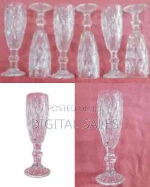 6 Pieces of Long Diamond Design Wine Glasses-Colorless