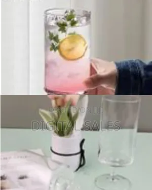 Set of 6 Plain Footed Glasses All Purpose Water Goblet Cups 500ml Drin