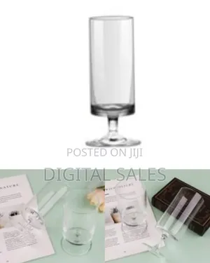 Set of 6 Plain Footed Glasses All Purpose Water Goblet Cups 500ml Drin