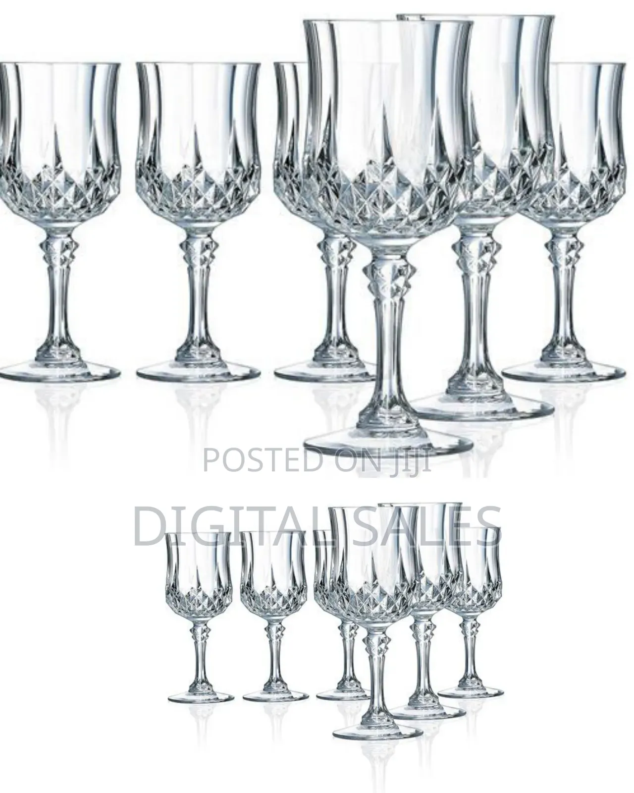 6 Pieces of Diamond Design Wine Glasses-