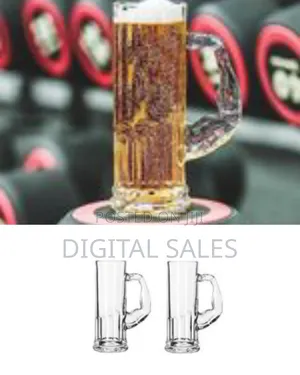 Large Glass Muscle Beer Mug Solid Heavy Base Clear Drinking Glass