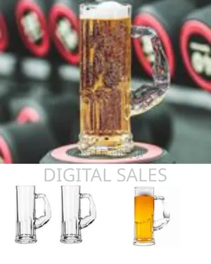 Large Glass Muscle Beer Mug Solid Heavy Base Clear Drinking Glass