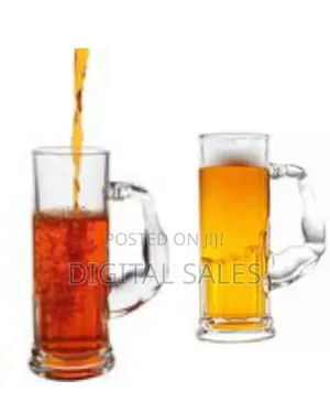 Large Glass Muscle Beer Mug Solid Heavy Base Clear Drinking Glass