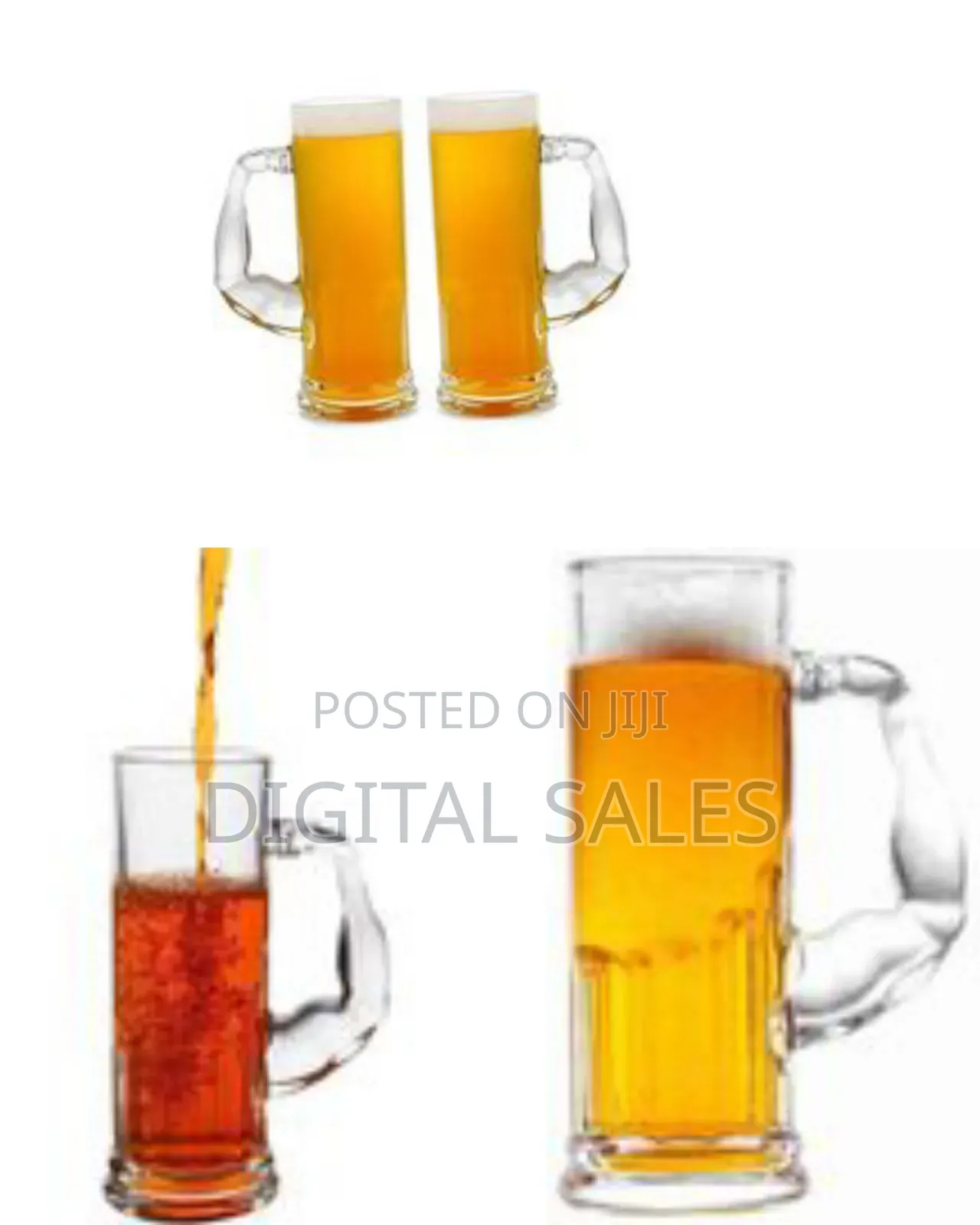Large Glass Muscle Beer Mug Solid Heavy Base Clear Drinking Glass