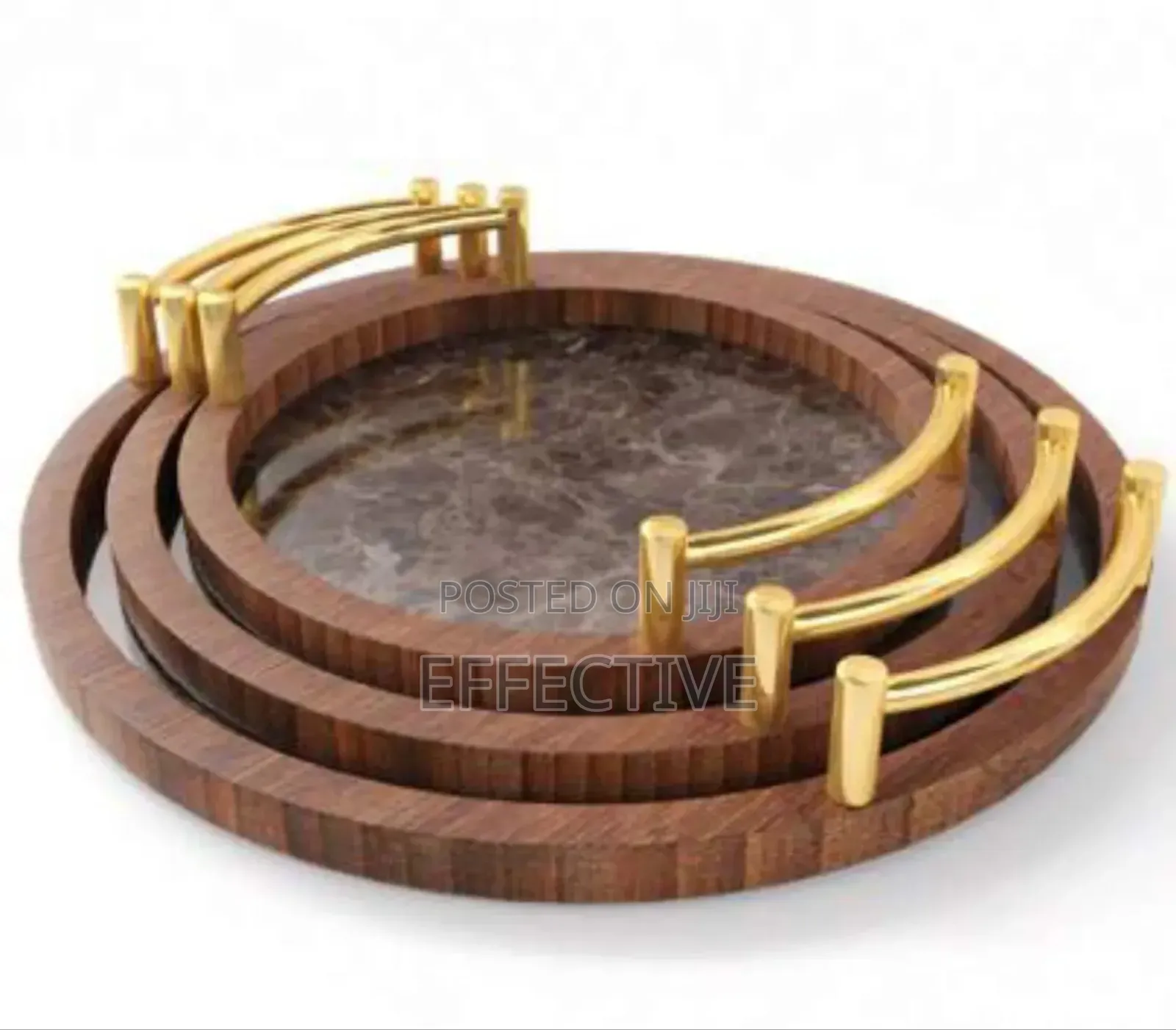 3-Piece Round Bamboo Serving Tray Set