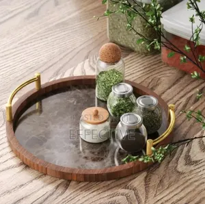 3-Piece Round Bamboo Serving Tray Set