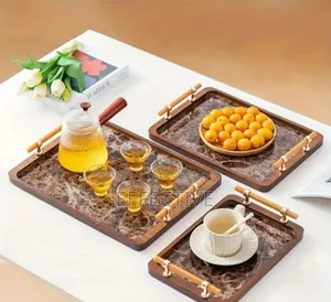 Decorative Wooden Serving Tray Set