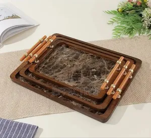 Decorative Wooden Serving Tray Set