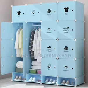 Four Column Plastic Closet Blue 4 Layers