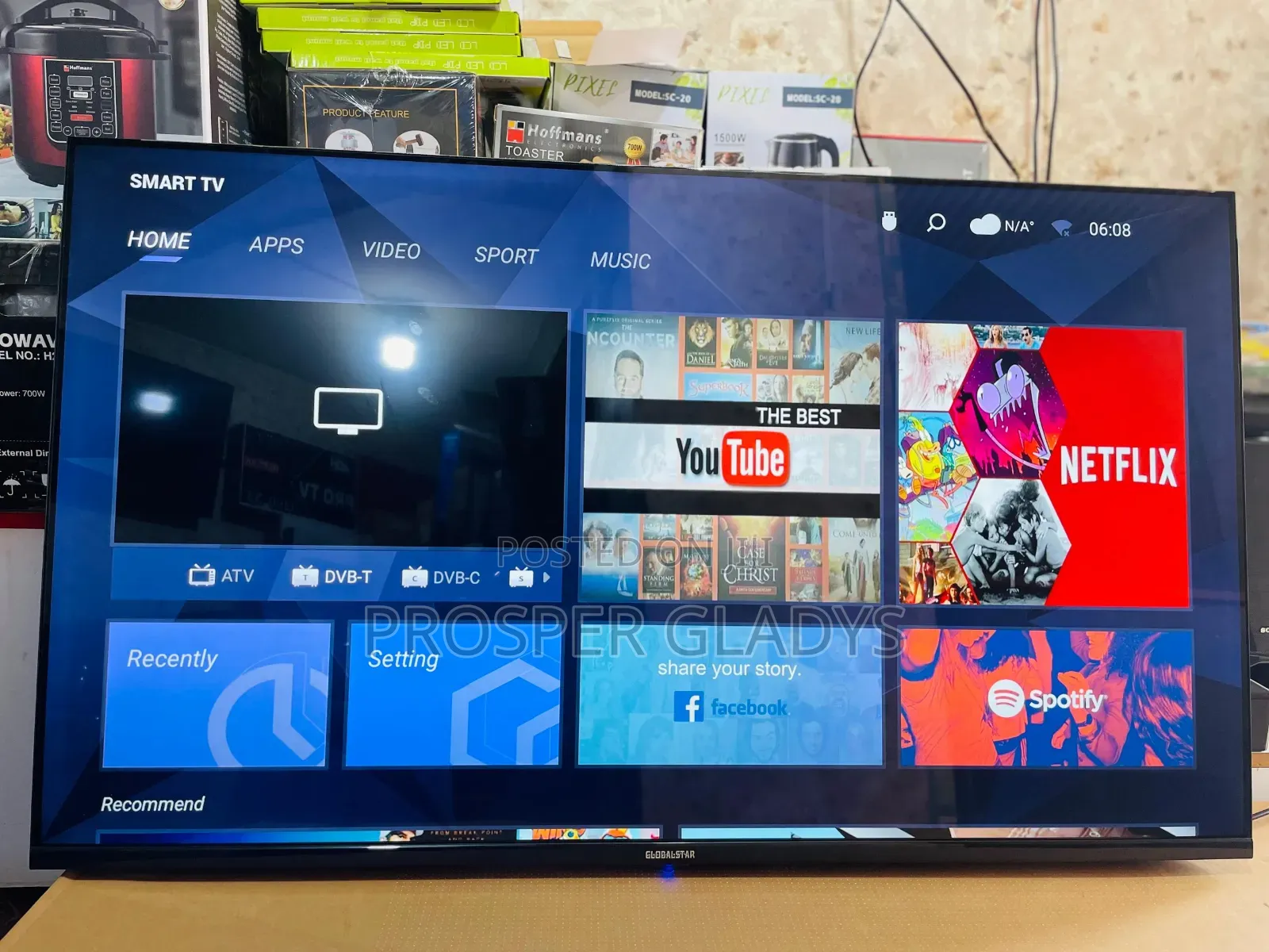 Global Star 55 Smart Android Digital Flat Screen Flameless.
