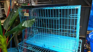 Double Door Folding Metal Cage Kennel With Removable Tray