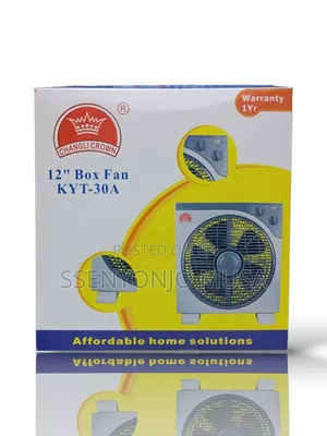 Crown 16-Inch Box Fan - White | Powerful Cooling for Home Office