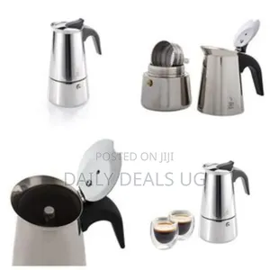 Espresso Maker Emilio for 6 Cups, Stainless Steel- Silver