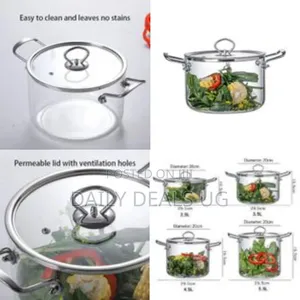 2.5l Glass Clear Saucepan, Glass Stovetop Heat Resistant Cooking Pot ,