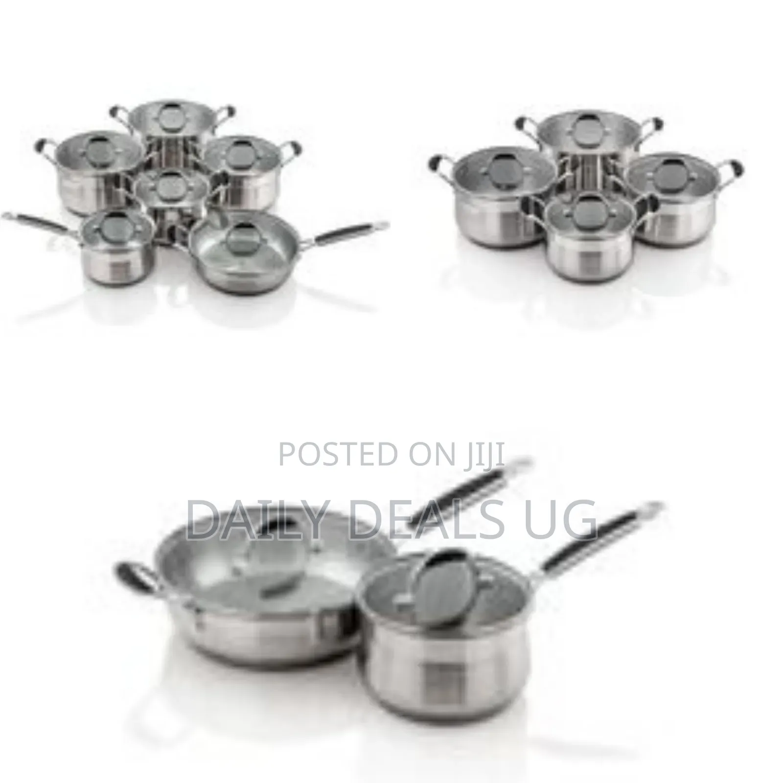 12 Pieces Stainless Steel Saucepans Cookware Pots Pans- Silver