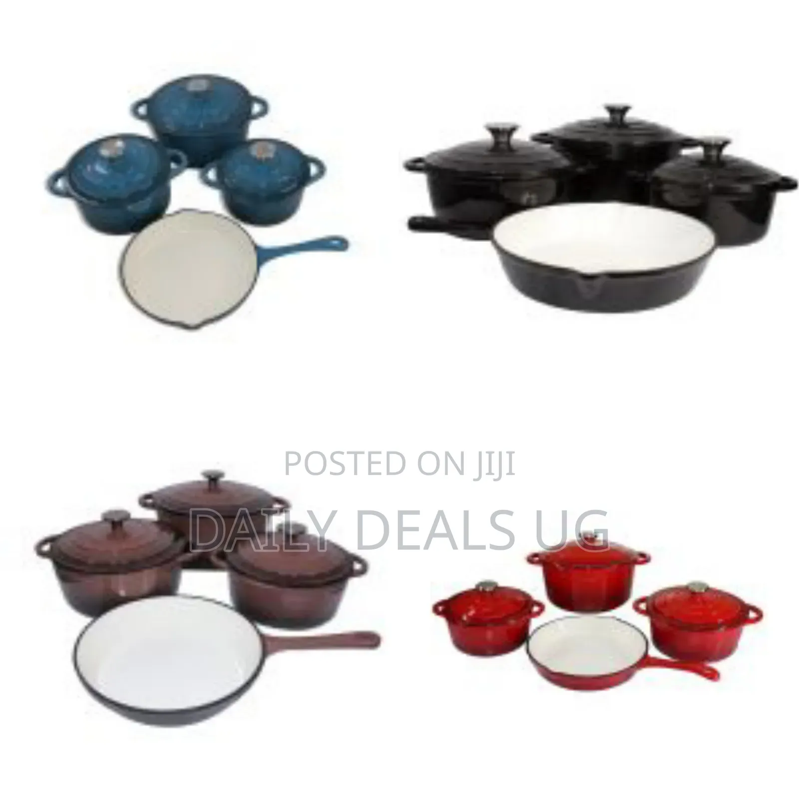 7 Piece Nonstick Authentic Cast Iron Oven Cookware Pot Set