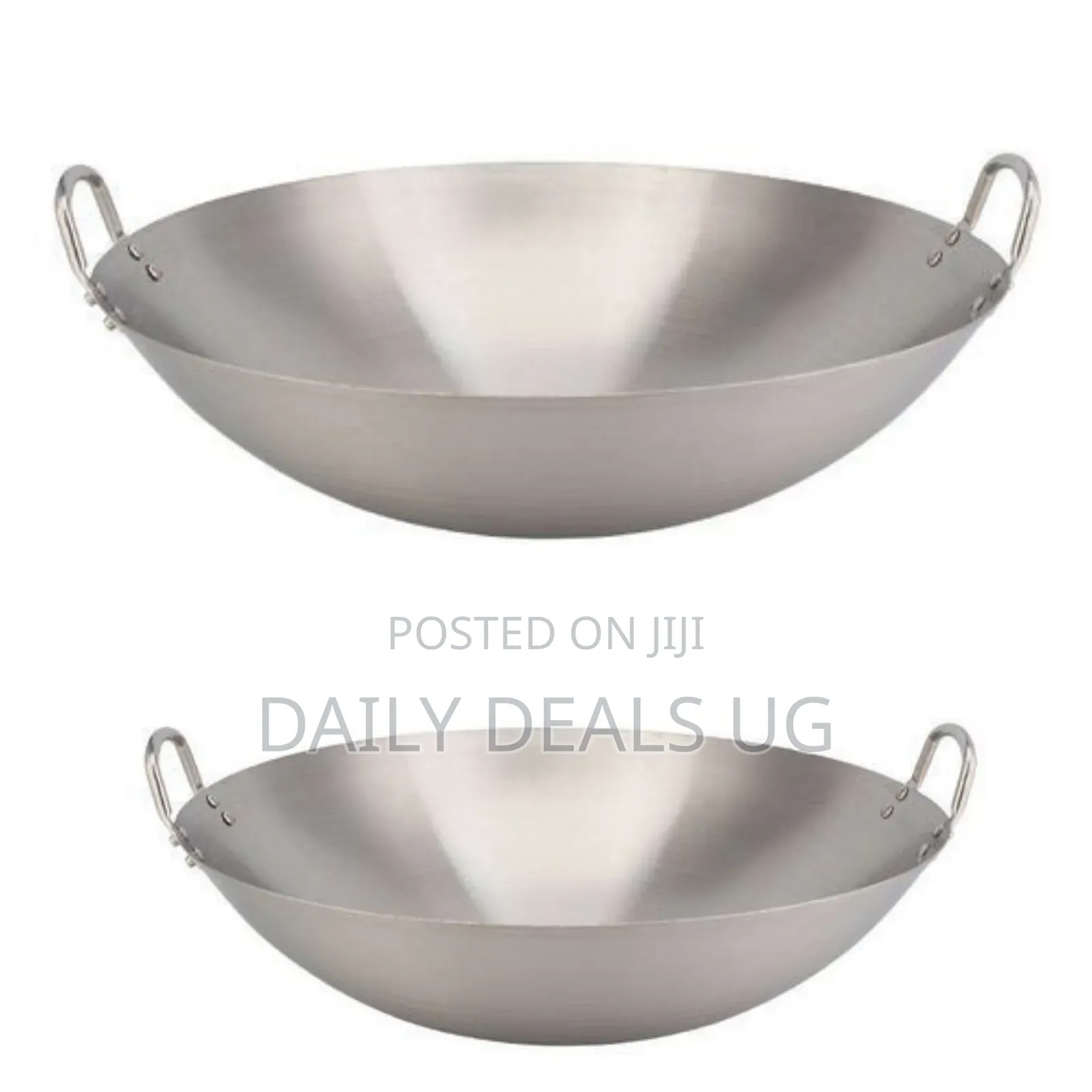 Stainless Steel Wok Stir Frying Pan - Silver