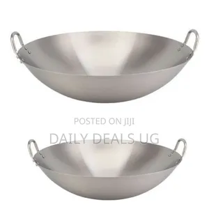 Stainless Steel Wok Stir Frying Pan - Silver