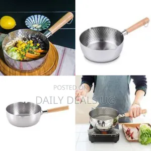 26cm Stainless Steel Wok Pot Milk Saucepan With Wooden Handle