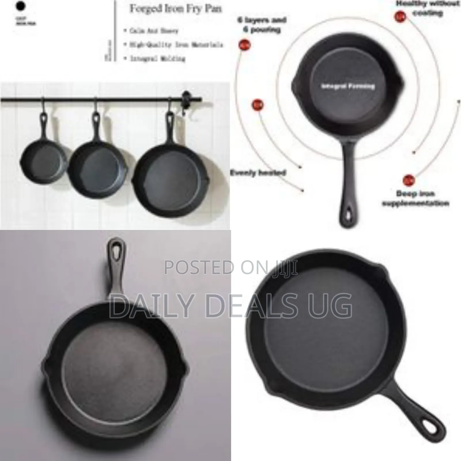 26cm Cooking Pot, Flat Round Induction-Safe Non Stick Cast Iron
