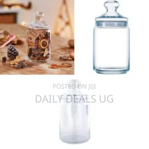 Luminarc Pot Storage Food Club Jar With Lid 1l Glass Tin Bin- Clear