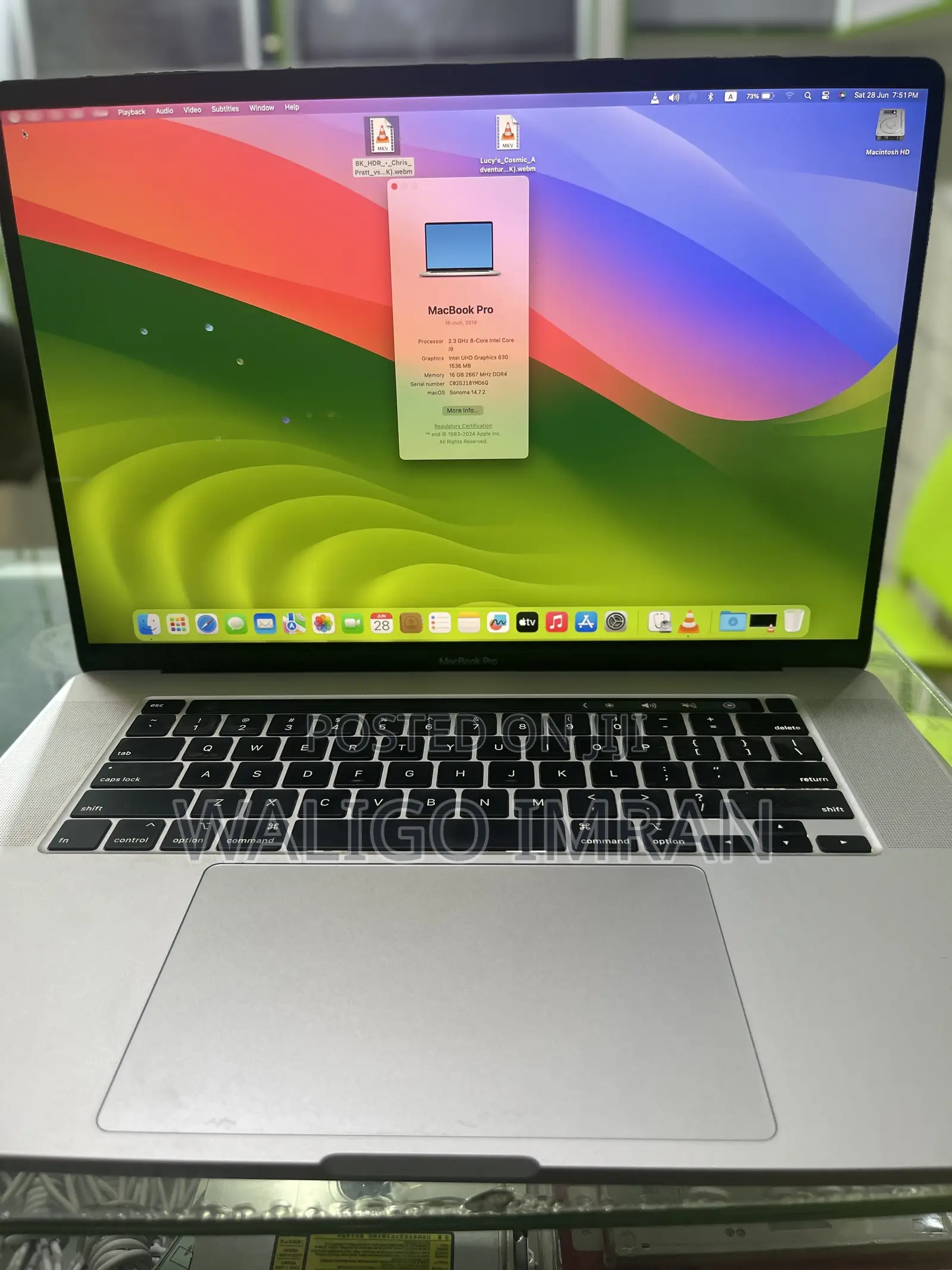 Laptop Apple MacBook Pro 2019 32GB Intel Core I9 SSD 1T