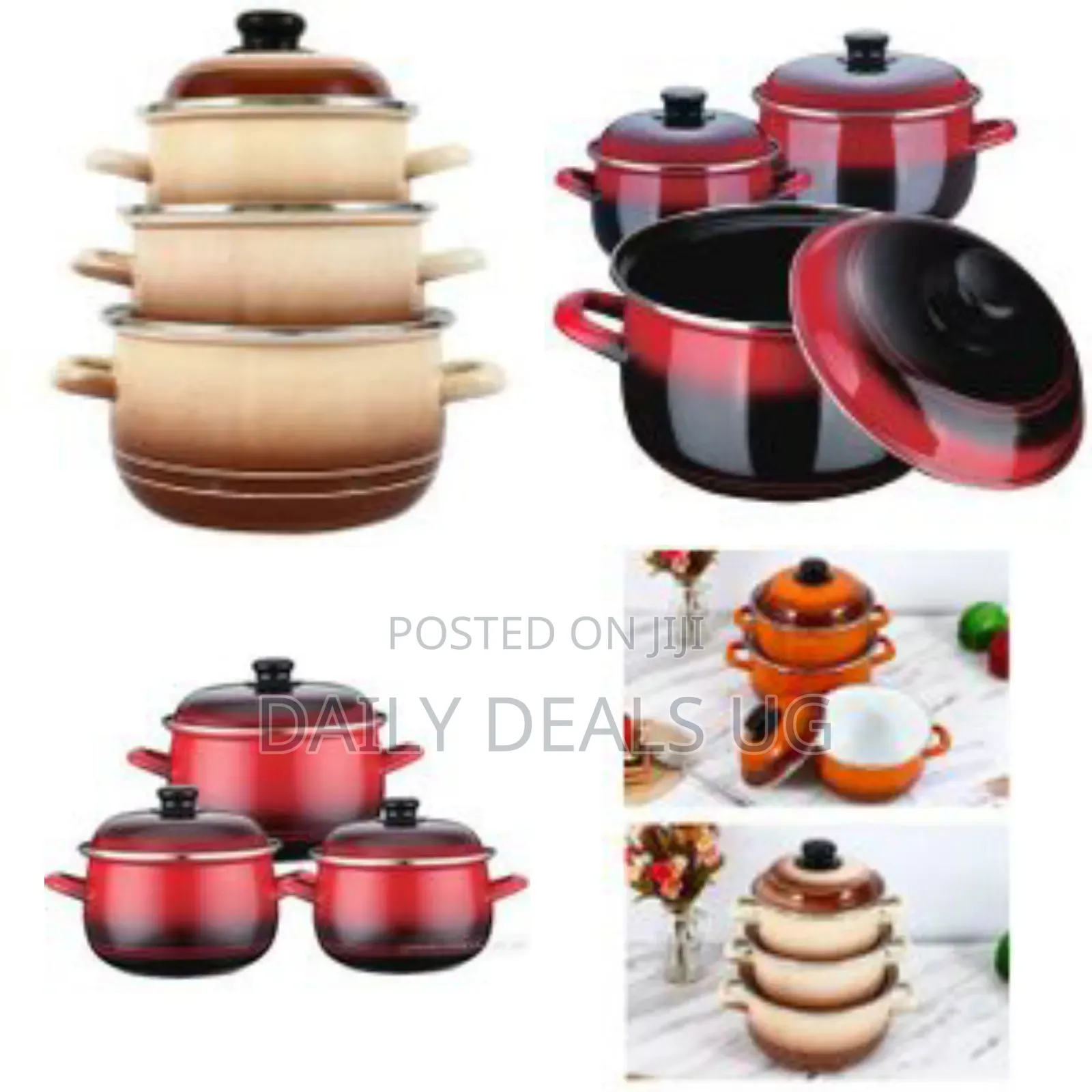 6 Piece Enamel Saucepans Cookware Set Suitable for Induction Cooker