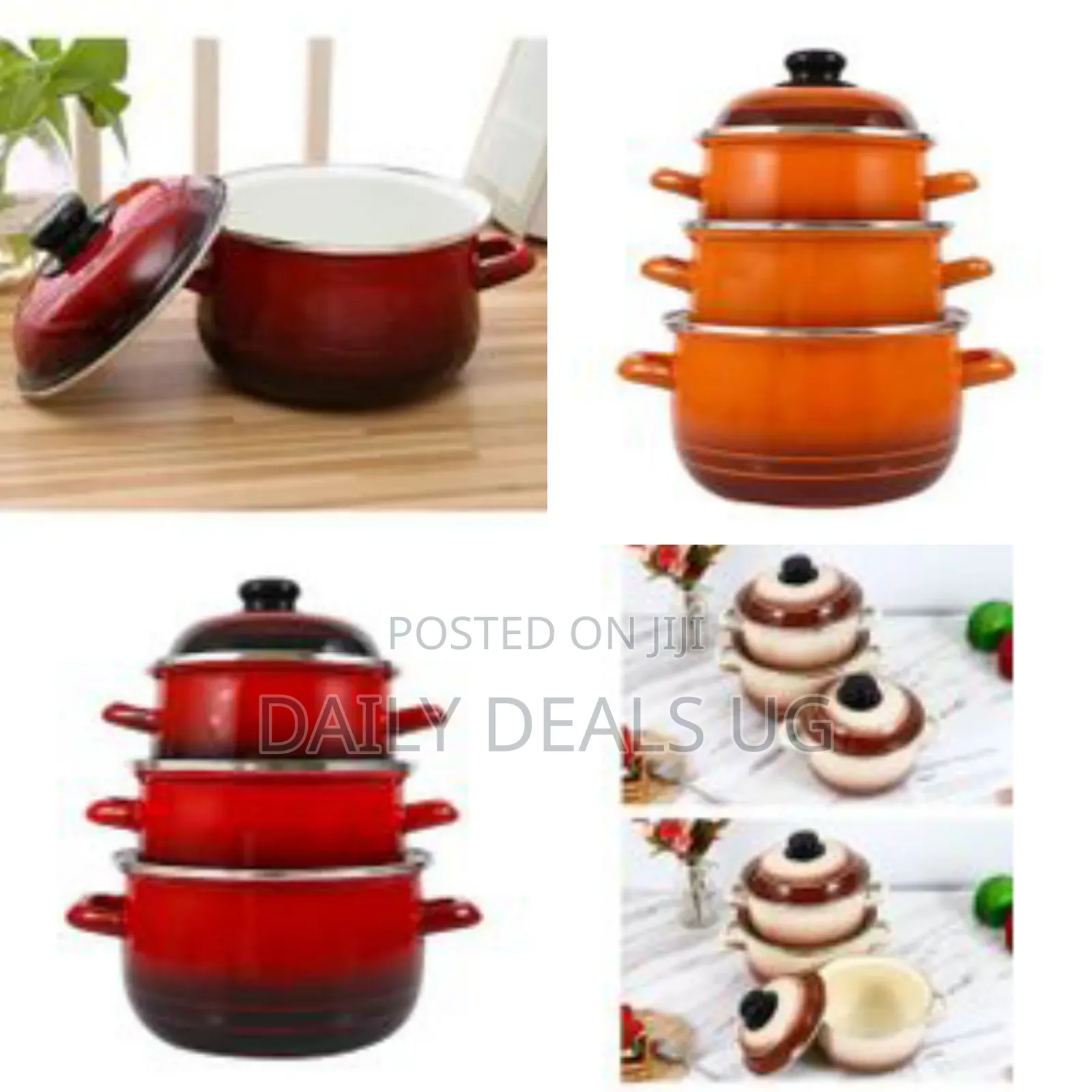 6 Piece Enamel Saucepans Cookware Set Suitable for Induction Cooker