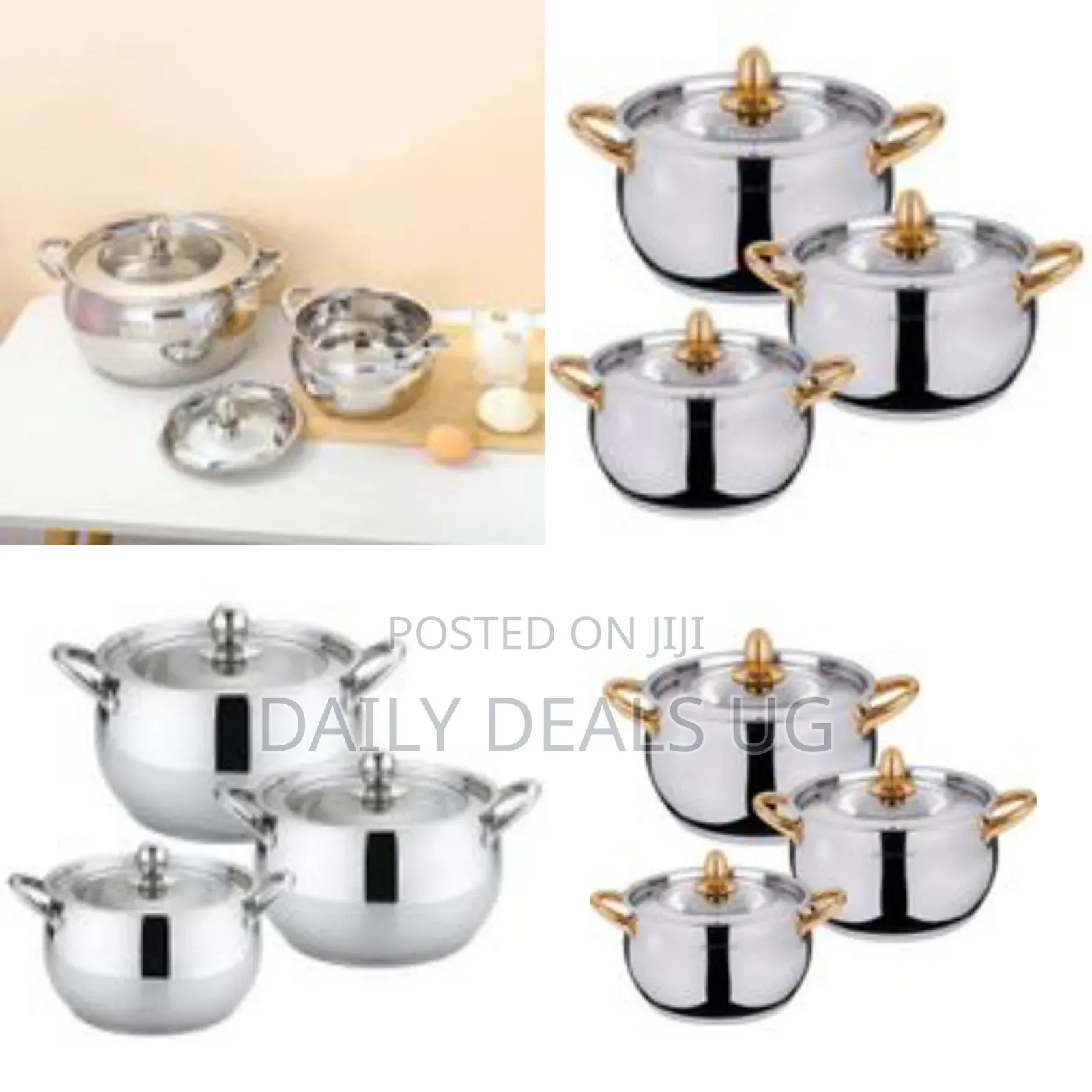 3 Pc Stainless Steel Saucepans Cooking Pots- Silver