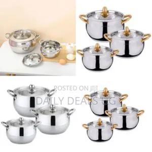 3 Pc Stainless Steel Saucepans Cooking Pots- Silver