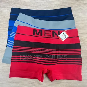 Seamless Mid-Waist Multi-Color Stripes Men's Underwear Boxer Briefs