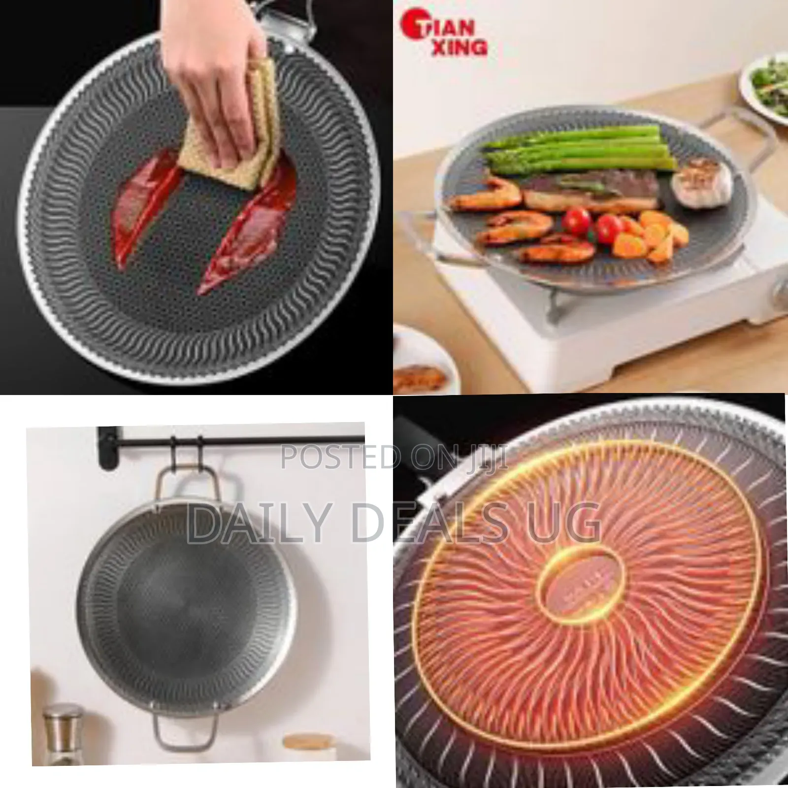 34cm Round BBQ Griddle Pans With Handle Nonstick Barbecues Plate