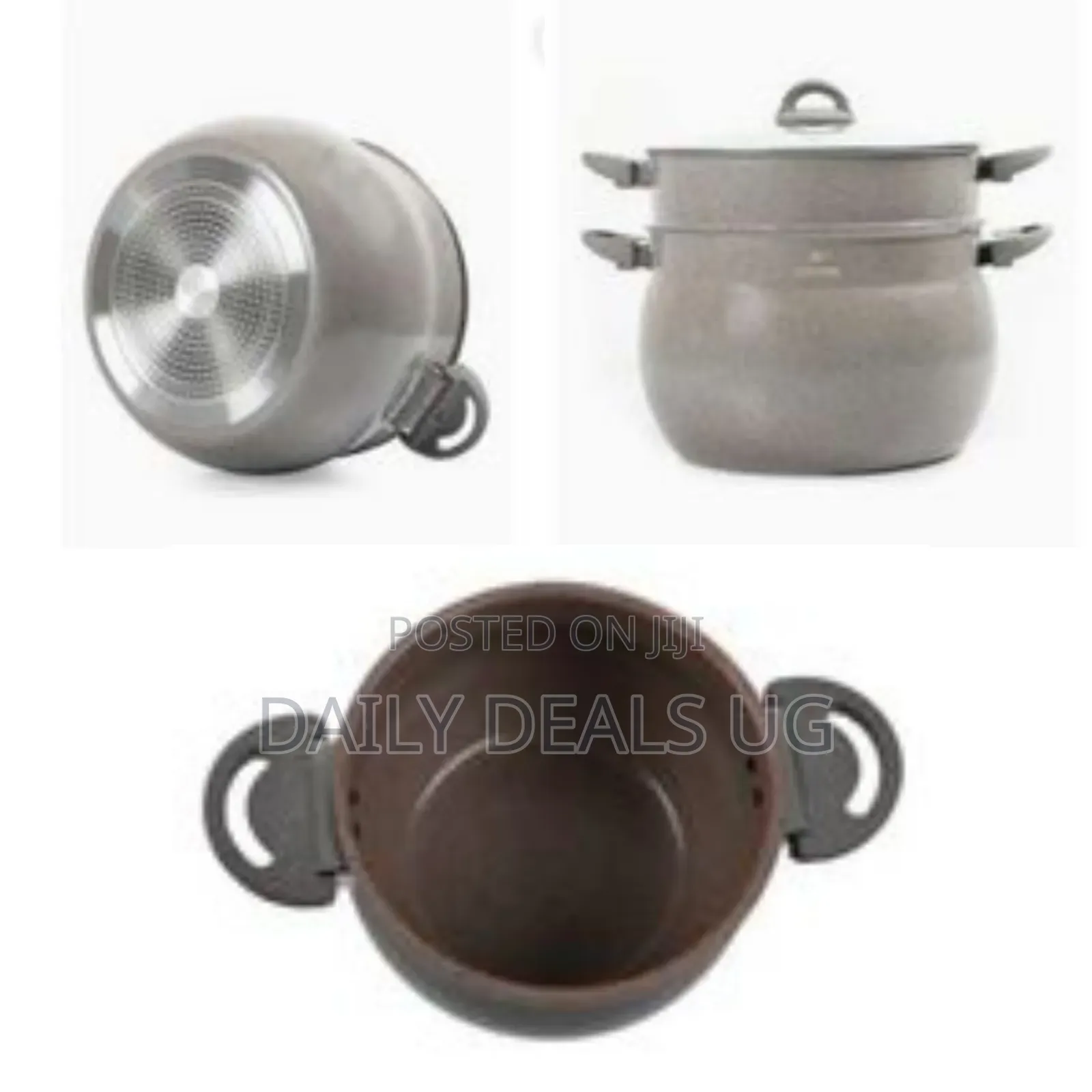Life Smile 15l, 2 Section Granite Coated Stock Pot Saucepan Steamer