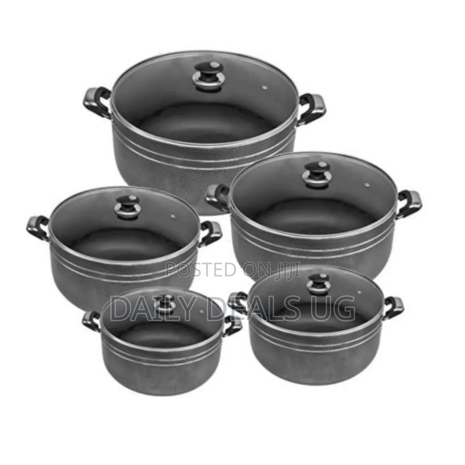 Tornado 10 Piece Tornado Non-Stick Saucepan Cookware Pots, Black