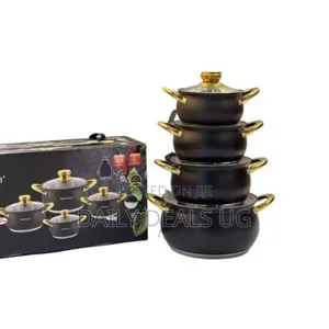 4 Piece Non-Stick Serving Dishes Saucepans Cookware Pots - Black