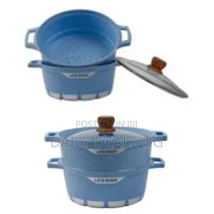 Life Smile 2pc Life Smile Granite Coated Soup Saucepan Pot and Steamer
