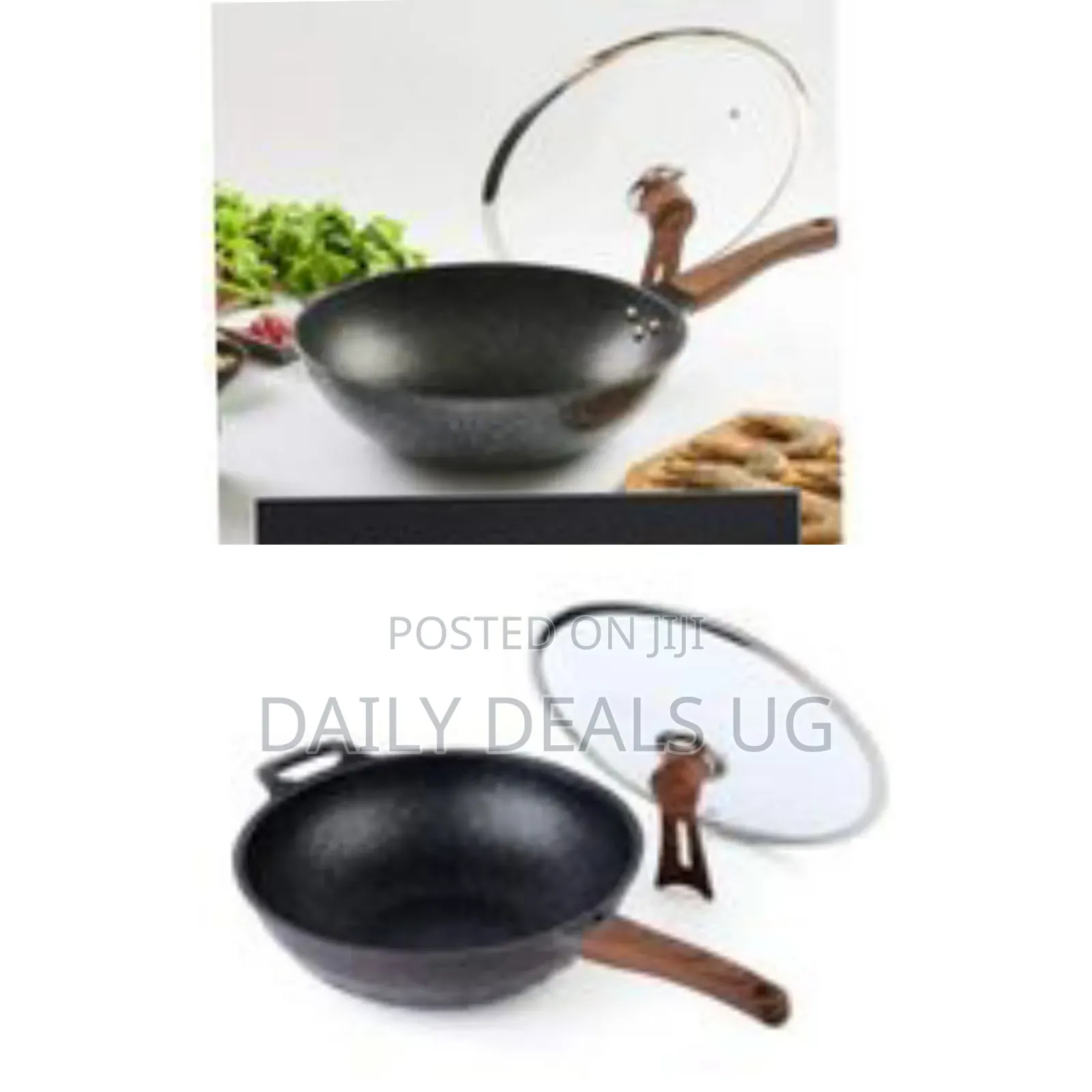30cm Deep Frying Pan Multifunction With Cover Lid Marble Coating