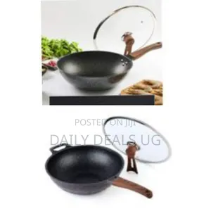30cm Deep Frying Pan Multifunction With Cover Lid Marble Coating